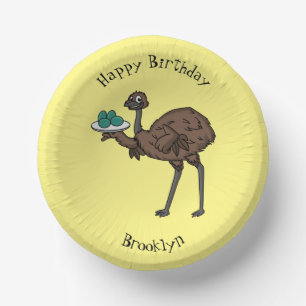 Emu with eggs cartoon illustration paper bowls