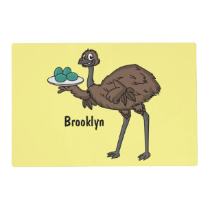 Emu with eggs cartoon illustration placemat