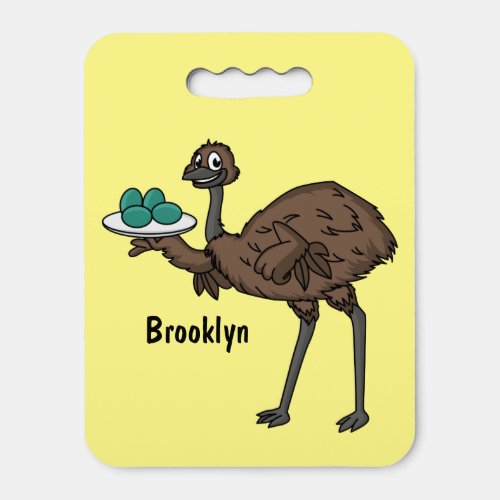 Emu with eggs cartoon illustration seat cushion