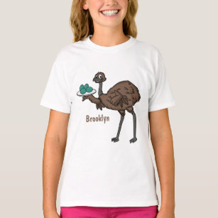 Emu with eggs cartoon illustration T-Shirt