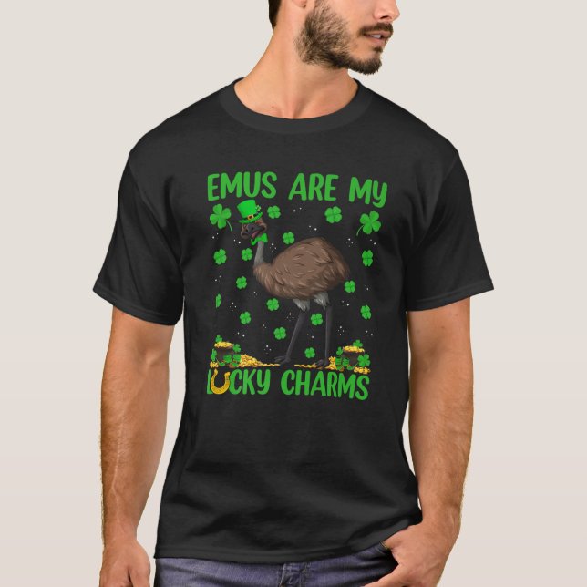 Emus Are My Lucky Charms Emu Bird St. Patrick's Da T-Shirt (Front)