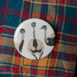 Emus Bird Lovers Illustrated Button<br><div class="desc">Show off your love for emus and other flightless birds with this pin or button. It features realistic style illustration of three emus.</div>