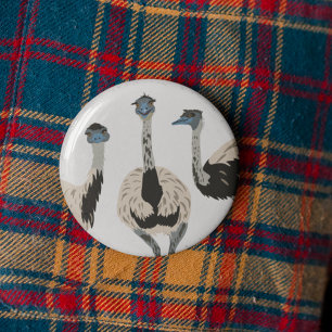Emus Bird Lovers Illustrated Button