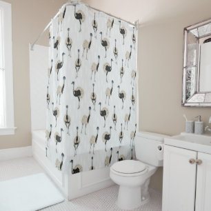 Emus Bird Lovers Patterned Shower Curtain