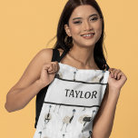 Emus Bird Lovers Personalized Apron<br><div class="desc">Surprise your favorite bird lover with a personalized emu apron. This apron features realistic style emu illustrations set against a pale gray background that's subtly patterned with white feathers. Your name or other text appears in bold letters.</div>
