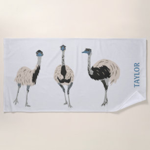 Emus Bird Lovers Personalized Beach Towel