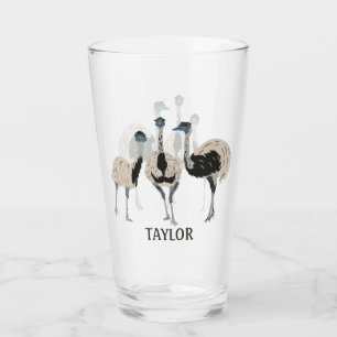 Emus Bird Lovers Personalized Glass
