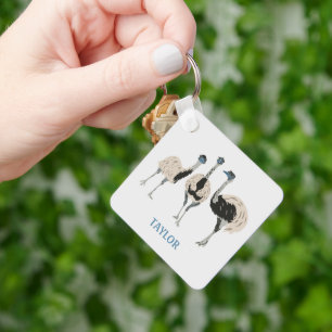 Emus Bird Lovers Personalized Keychain