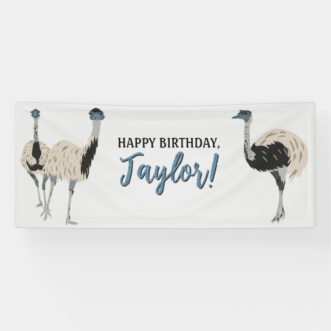 Emus Bird Lovers Personalized Party Banner (Horizontal)