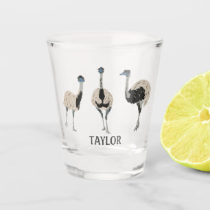 Emus Bird Lovers Personalized Shot Glass