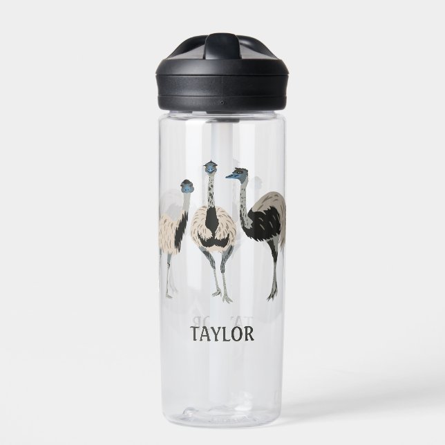 Emus Bird Lovers Personalized Water Bottle (Front)