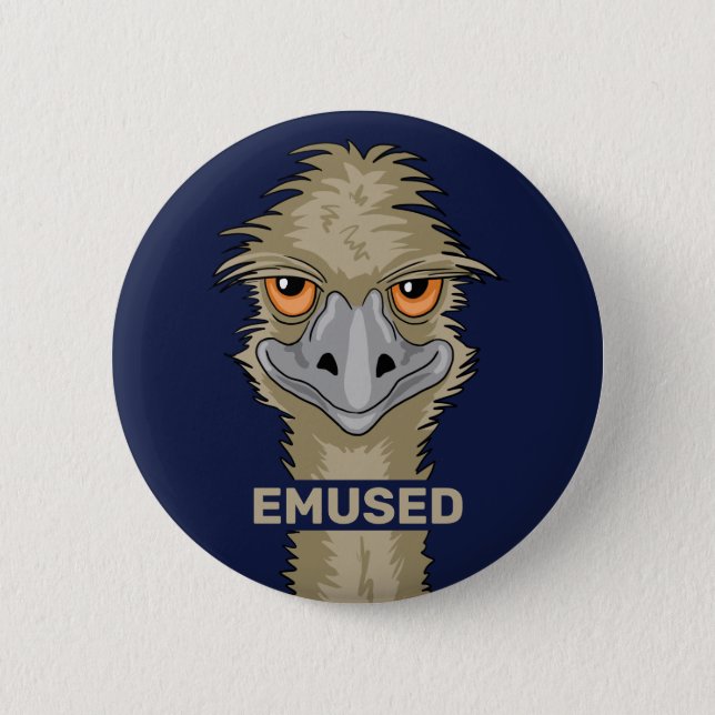 Emused Funny Emu Pun Button (Front)