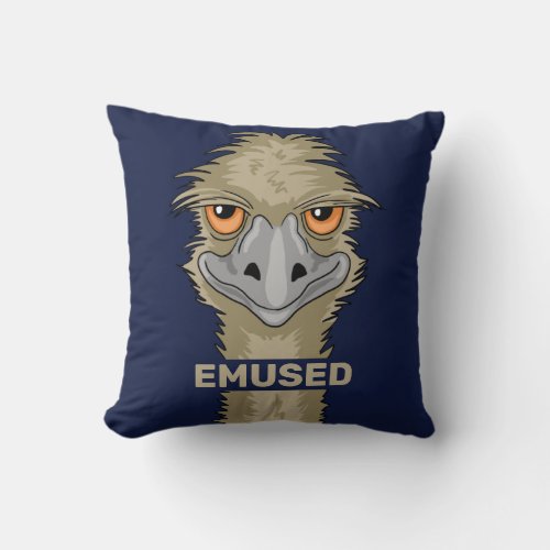 Emused Funny Emu Pun Throw Pillow