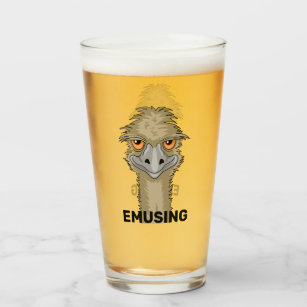 Emusing Funny Emu Pun Beer Glass