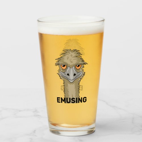Emusing Funny Emu Pun Beer Glass