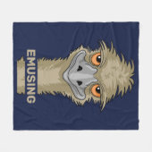 Emusing Funny Emu Pun Blue Fleece Blanket (Front (Horizontal))