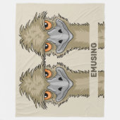 Emusing Funny Emu Pun Large Brown Fleece Blanket (Front)