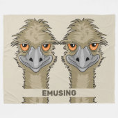 Emusing Funny Emu Pun Large Brown Fleece Blanket (Front (Horizontal))