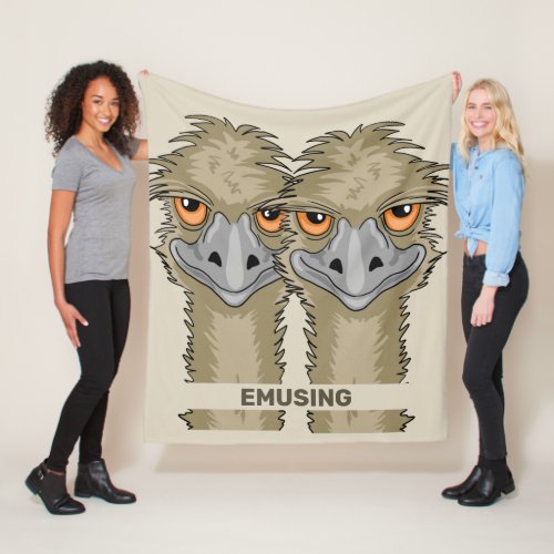 Emusing Funny Emu Pun Medium Brown Fleece Blanket