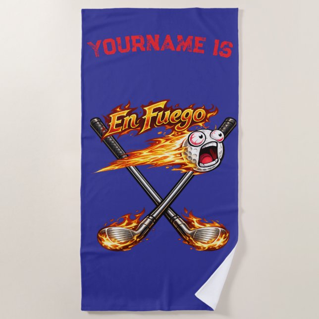 En Fuego Golf Ball – Funny Flaming Golf Ball with  Beach Towel (Front)