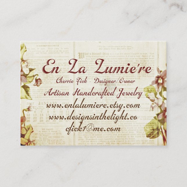 En La Lumiere Business Card September 2012 (Front)