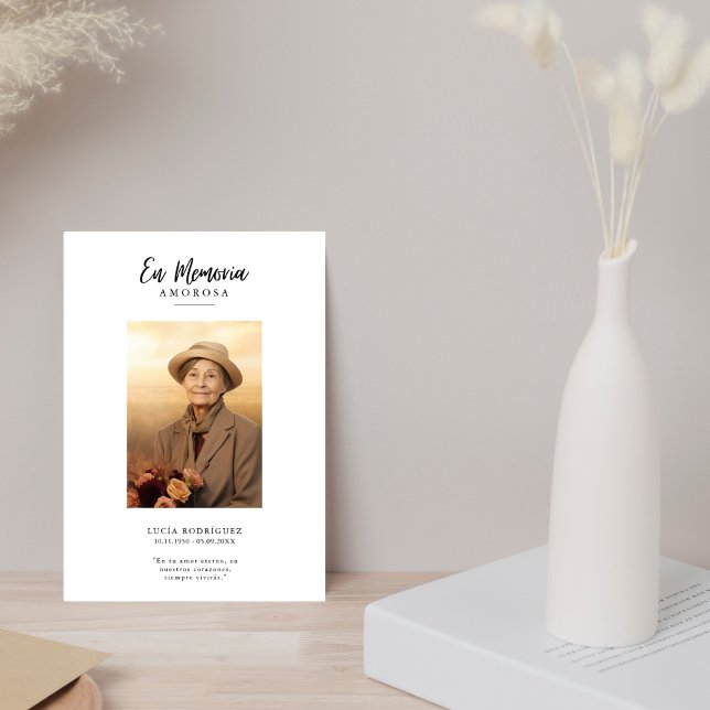 En Memoria Spanish Funeral Photo Bookmark Card (Creator Uploaded)