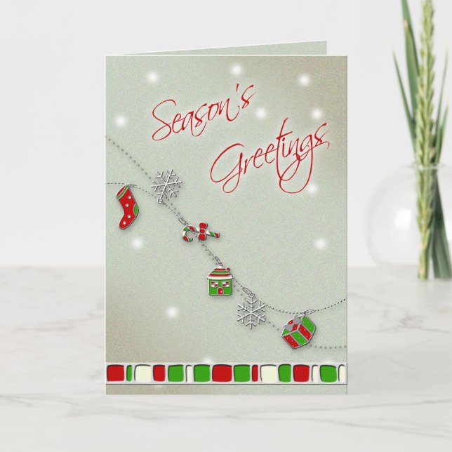 Enamel Charms Christmas Greeting Card (Front)