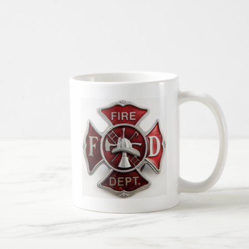 enamel fire dept insignia coffee mug