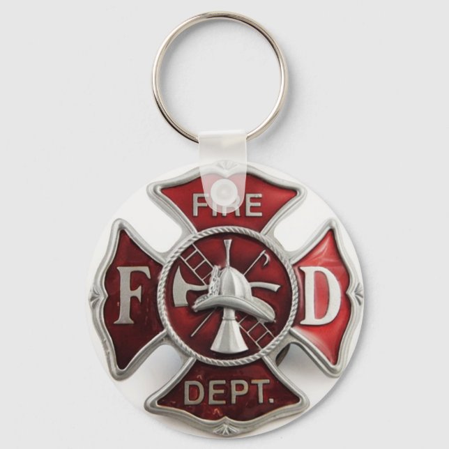 'enamel' fire dept insignia keychain (Front)
