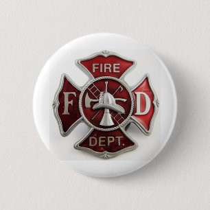 'enamel' fire dept insignia pinback button