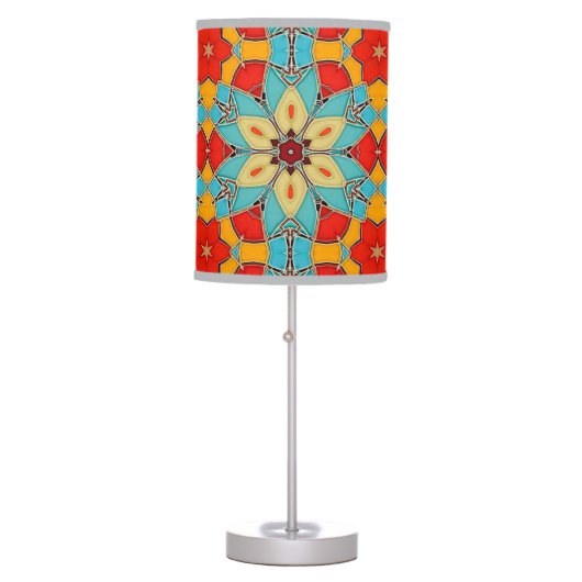 Enamel Look Mosaic / Stained Glass Flower Table Lamp (Front)