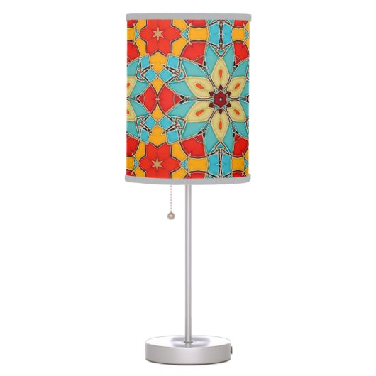Enamel Look Mosaic / Stained Glass Flower Table Lamp (Right)