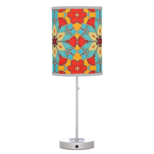 Enamel Look Mosaic / Stained Glass Flower Table Lamp (Back)