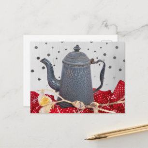 Enamel ware old granite ware coffee pot  postcard