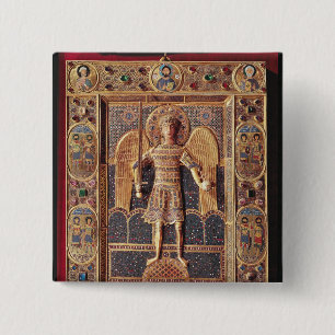 Enamelled plaque depicting the Archangel Michael Button