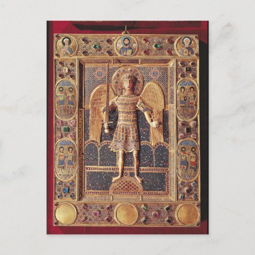Enamelled plaque depicting the Archangel Michael Postcard
