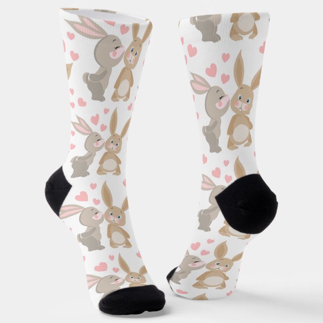 Enamored Bunnies Socks (Angled)