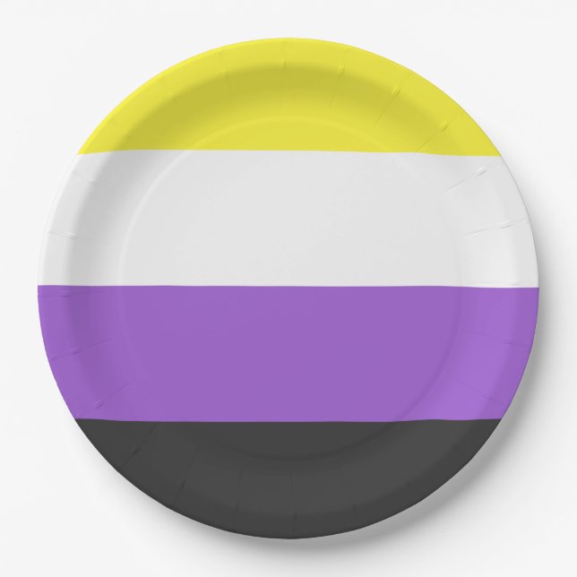 Enby (Non-binary Pride) Flag Paper Plates (Front)