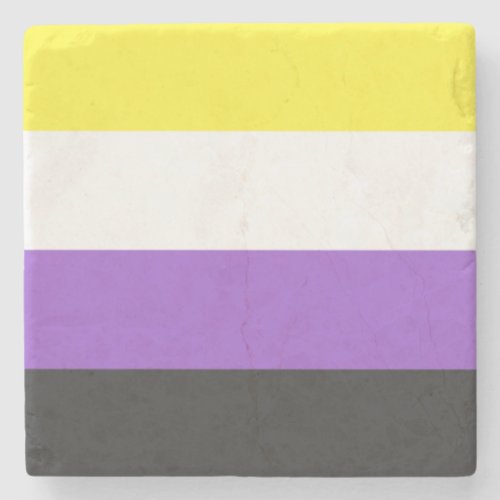 Enby Non_binary Pride Flag Stone Coaster
