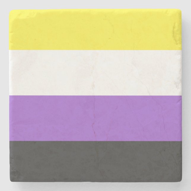 Enby (Non-binary Pride) Flag Stone Coaster (Front)