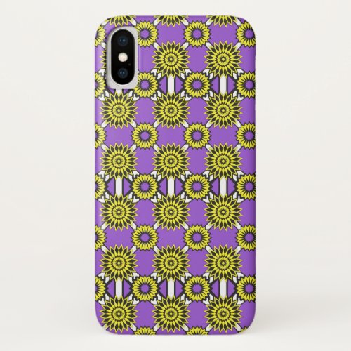 Enby pride colors  purple mirror flower pattern C iPhone X Case