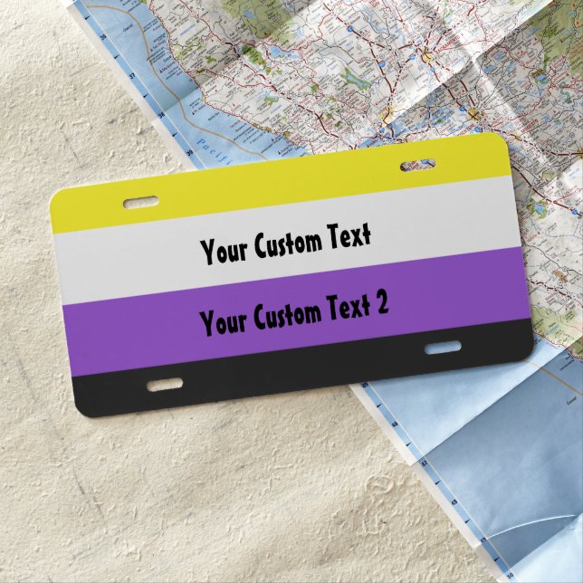 Enby pride flag license plate (In Situ)