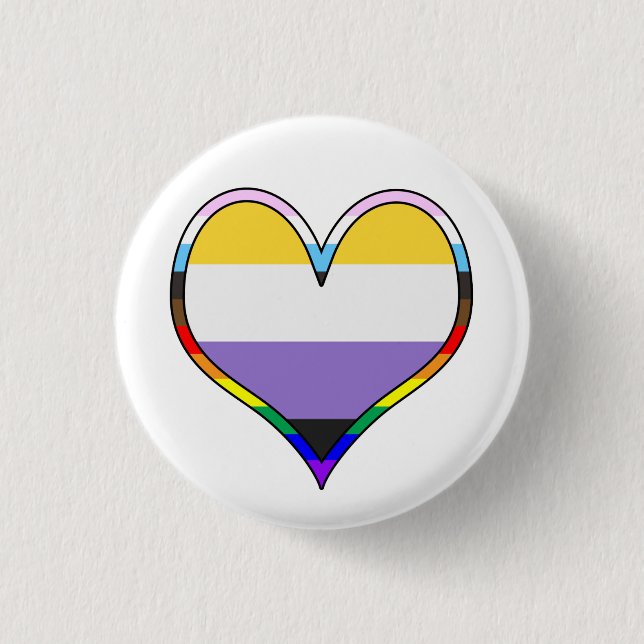 Enby Pride Heart Button (Front)