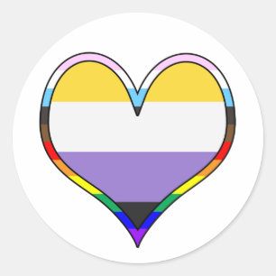 Enby Pride Heart Classic Round Sticker