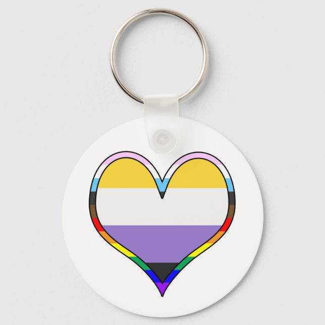 Enby Pride Heart Keychain (Front)