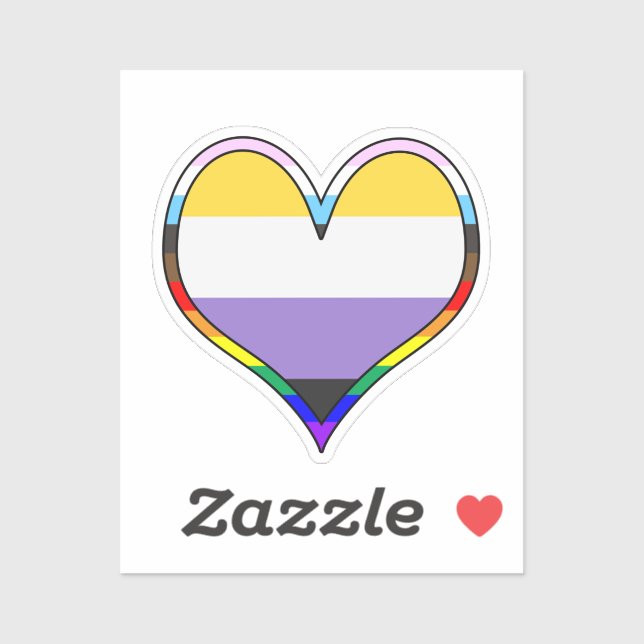 Enby Pride Heart Sticker (Sheet)
