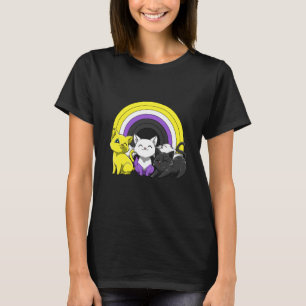 enby Pride Rainbow LGBTQ Nonbinary Cats Long Sleev T-Shirt