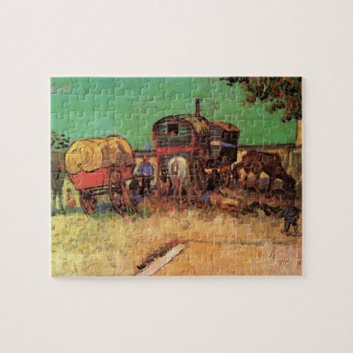 Encampment of Gypsies Caravans by Vincent van Gogh Jigsaw Puzzle