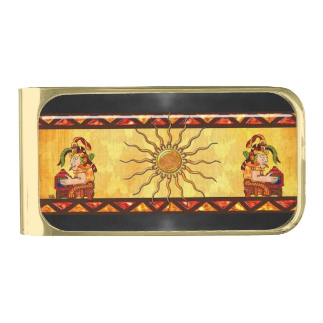Encantador De Serpientes AZTEC Gold Finish Money Clip (Front)
