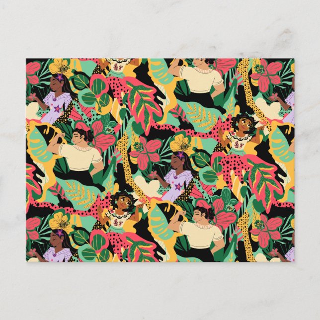 Encanto Colorful Floral Pattern Postcard (Front)